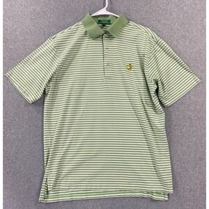 Peter Millar Summer Comfort Masters Polo Shirt Mens Med Green White Stripe Golf